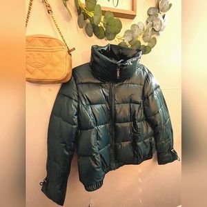 LOFT women's puffer coat, size Medium, dark green